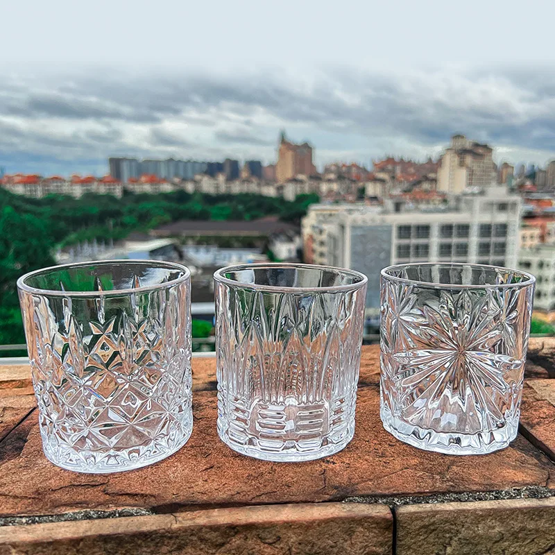 Wine Beer And Spirit - 330ml Embossed Whiskey Cup Wine Glass