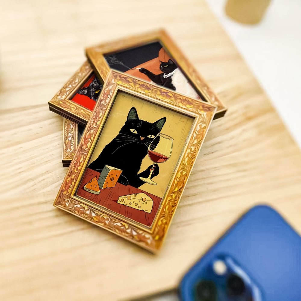 1 elegant black cat fridge mag - Wine Beer Cooler 评论和价格