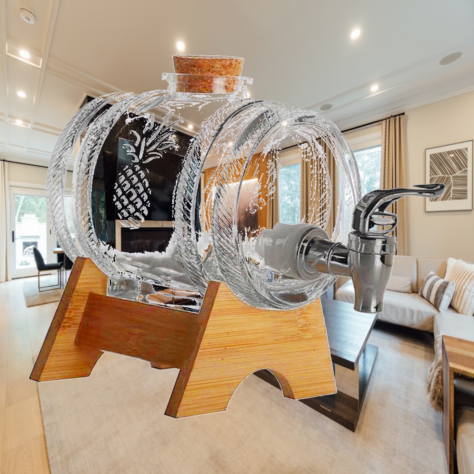 Premium Glass Barrel Dispenser - Wine Beer And Spirit 评论和价格